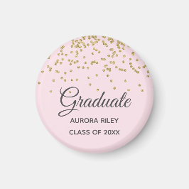 Rosagrå Rosa Guld Glitter Konfetti Examen Favor Magnet