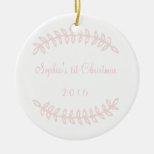 Rosagränsbaby första prydnad för jul