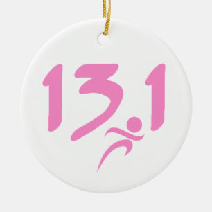 Rosahalva-maraton 13,1 julgransprydnad keramik