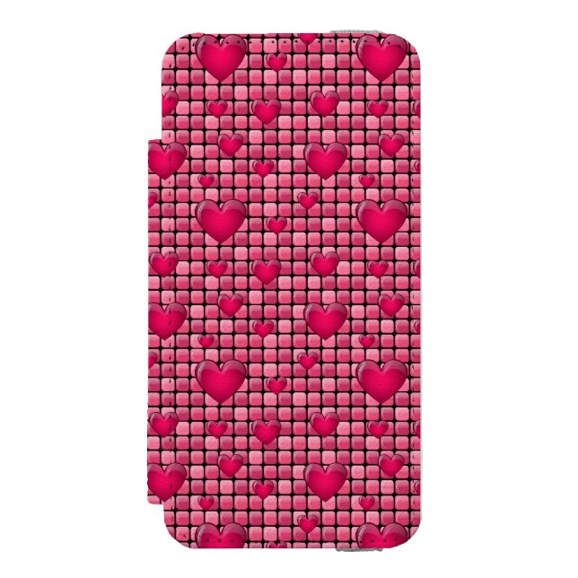 Rosahög med hjärtor incipio iPhone wallet skal (Folio Framsidan)