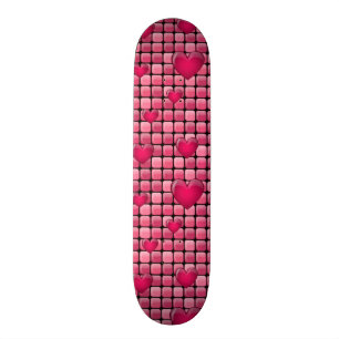 Rosahög med hjärtor skateboard bräda 20 cm