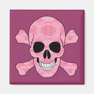 Rosakamouflageskalle och Crossbonesmagnet Magnet