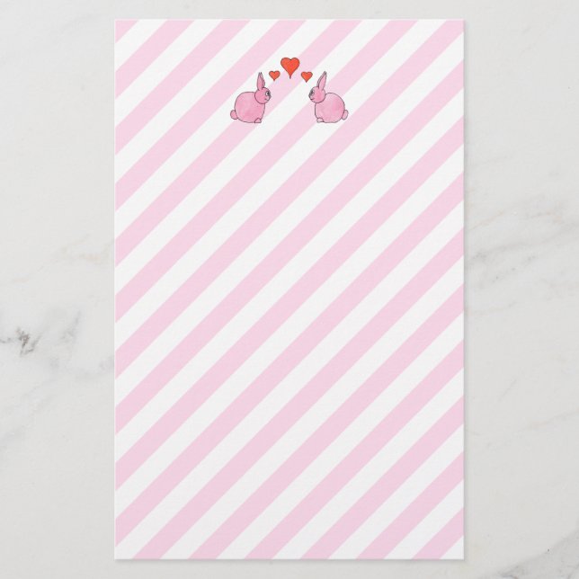 Rosakaniner med Hearts. Brevpapper (Framsida)
