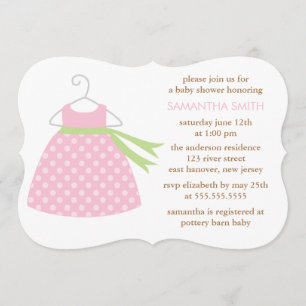 Rosaklänningbaby shower inbjudningar