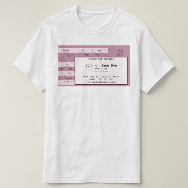 rosakonsertbiljett tee (Design framsida)