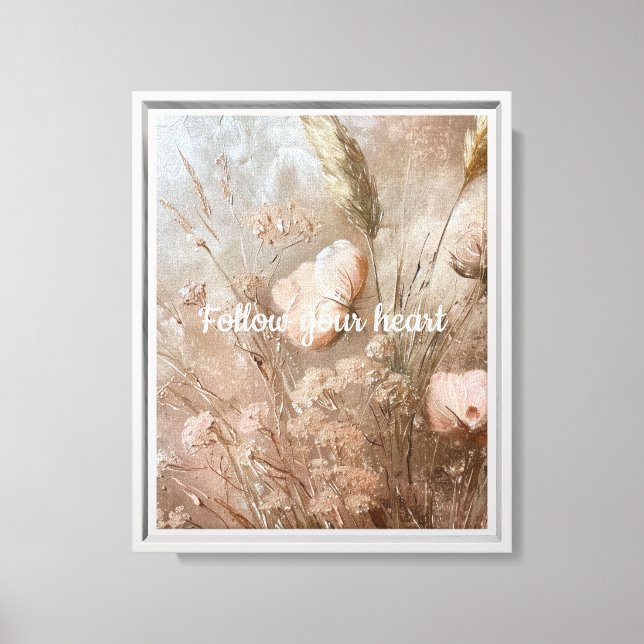 Rosaktig Beige Chic Boho Blommig Canvastryck (Framsida)