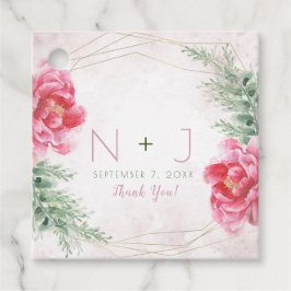 Rosaktig Blommig Grönska Akvarell Bröllop Gåvor Etiketter