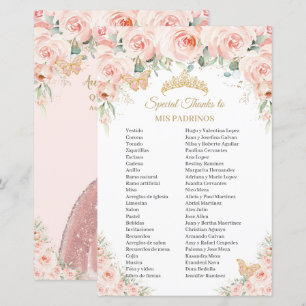 Rosaktig Blommig Quinceañera Mis Padrinos