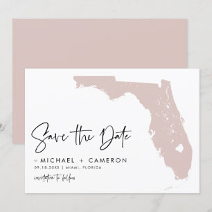 Rosaktig Florida-karta Modern minimalistisk skrivs Spara Datumet