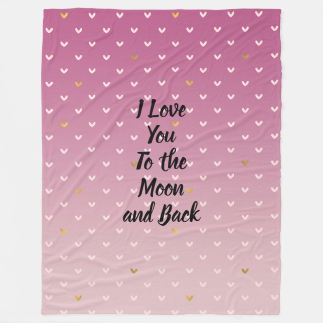 Rosaktig Guld Hjärtan Ombre Fleecefilt (Framsidan)