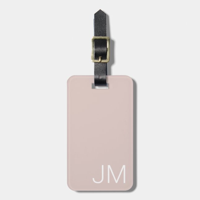 Rosaktig Överstor Monogram Initialer Trendigt Bagagebricka (Vertikal Framsida)