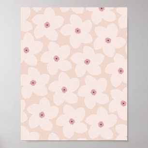 Rosaktig Retro Blomma Poster