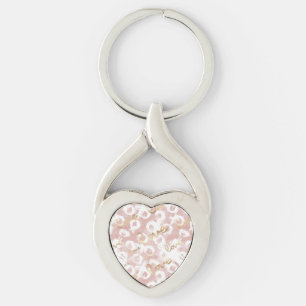 Rosaktig Rosa Guld Vit XOXO Kärlek Twisted Heart Silverfärgad Nyckelring
