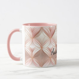 Rosaktig Rosa Roséguld Abstrakt Monogram Mugg