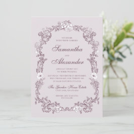 Rosaktig Vintage Trädgårds Blommig Bröllop Inbjudningar