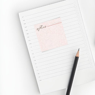 Rosaktiga Blommiga Noteringar—Söt Present med Papp Post-it Block