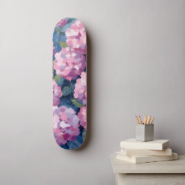 Rosaktiga Hydrangeor Blommig Mini Skateboard Bräda 18,5 Cm