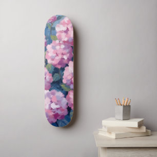 Rosaktiga Hydrangeor Blommig Mini Skateboard Bräda 18,5 Cm