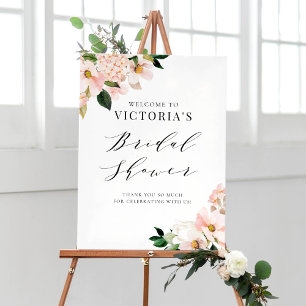 Rosaktiga Magnolior Blommig Bröllopsfest Välkomsts Poster