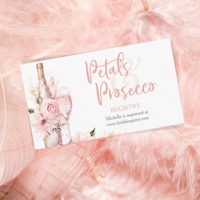 Rosaktiva akvarellblad och Prosecco-registret Tilläggskort (blush pink peachy prosecco)