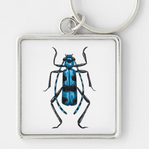 Rosalia Alpina beetle Fyrkantig Silverfärgad Nyckelring