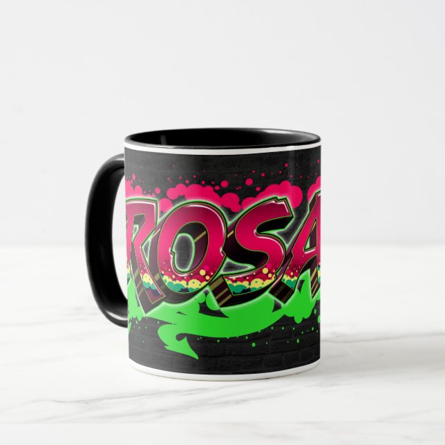 Rosalie Vorname Name Graffiti red green Tasse Mugg (Framsida vänster)