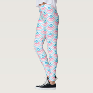 Rosan Aqua Blue Wave Circles Art Mönster Leggings