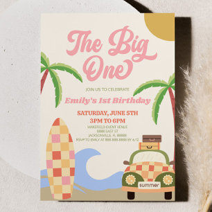 Rosan Big One Beach Surfa 1:a födelsedagen Party Inbjudningar