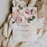 Rosan Blommigt Bröllop Inbjudningar<br><div class="desc">Denna inbjudan från elegant bröllop är designad med mjuk  rosa och vit ros och blommor av peonblommor. Matchande objekt i vår butik Cava Party-design.</div>