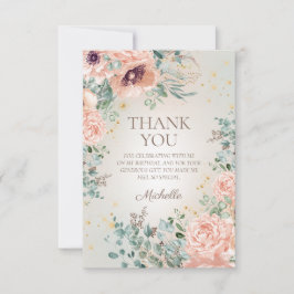  Rosan Blommigt Guld Glitter födelsedag Tack Kort