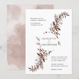  rosan blommigt ro bröllop inbjudningar