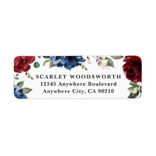  Rosan Bröllop i Burgundy Returadress Etikett