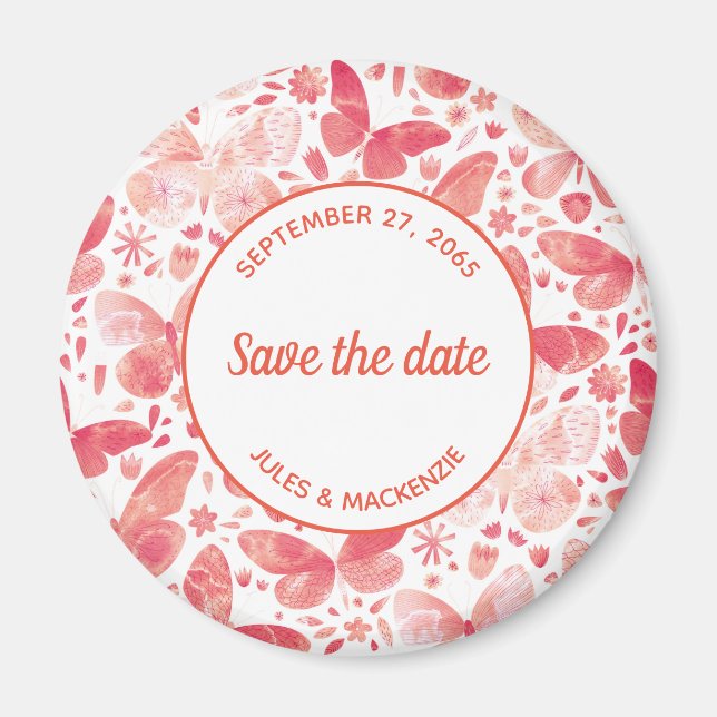 Rosan Filtrera vattenfärg Koral Spara datum Magnet (Framsidan)