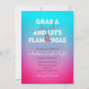 Rosan Flamingle Summer Bassäng Bachelorette Party Inbjudningar