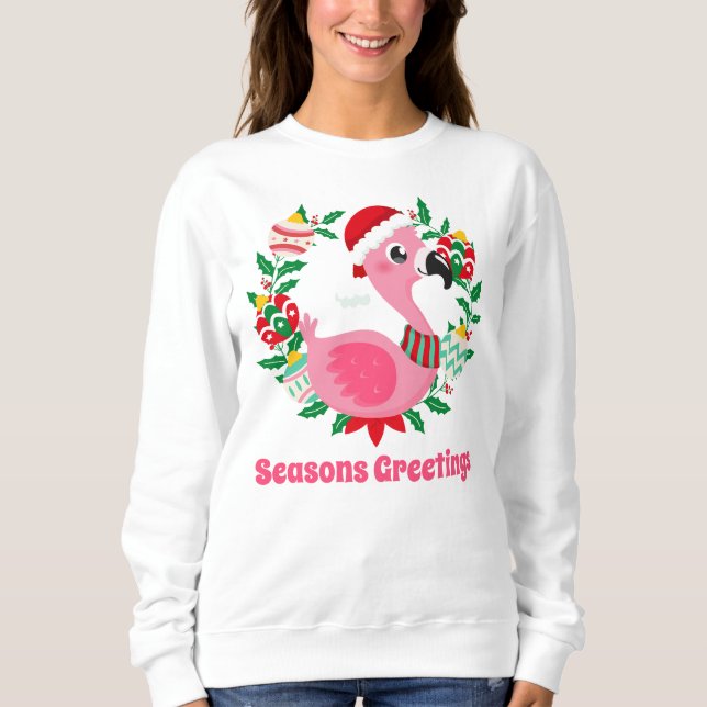 rosan flamingo för jultomte lägg till text t shirt (Framsida)
