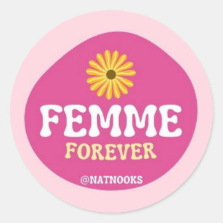 Rosan Flower för Femme Forever Lesbisk Sticker Runt Klistermärke