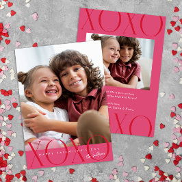 Rosan för budgetens moderna XOXO-fotohjärtans dag Julkort