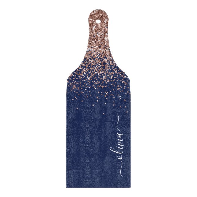  Rosan Glitter Monogram för marinblå Ro Guld (Framsidan)