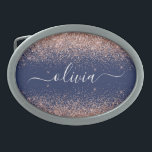 Rosan Glitter Monogram för marinblå Ro Guld<br><div class="desc">Navy Blue and Ro Guld -  Rosa Gnistra Glitter Script Monogram Namn Bälte Buckle. Detta gör perfekt studenten,  söt 16 16,  18,  21,  30,  40,  50,  60,  70,  80,  90:e,  100-årsdag,  bröllop,  möhippa,  årsdag,  babydusch eller bachelorette-gåva till någon som glam lyx och chic stilar.</div>