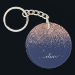 Rosan Glitter Monogram för marinblå Ro Guld<br><div class="desc">Ro Guld -  Rosa och marinblått Gnistra,  Monogram Namn-nyckelkedja med Monogram-skript i Glitter. Det gör perfekten söt 16-årsjubileum,  bröllop,  möhippa,  årsdag,  babydusch eller bachelorette-fest för någon som glam lyxen och chic stilar i kärlek.</div>