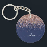 Rosan Glitter Monogram för marinblå Ro Guld<br><div class="desc">Ro Guld -  Rosa och marinblått Gnistra,  Monogram Namn-nyckelkedja med Monogram-skript i Glitter. Det gör perfekten söt 16-årsjubileum,  bröllop,  möhippa,  årsdag,  babydusch eller bachelorette-fest för någon som glam lyxen och chic stilar i kärlek.</div>