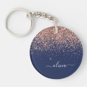 Rosan Glitter Monogram för marinblå Ro Guld