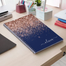 Rosan Glitter Monogram för marinblå Ro Guld