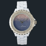 Rosan Glitter Monogram för marinblå Ro Guld Armbandsur<br><div class="desc">Navy Blue and Ro Guld -  Rosa Gnistra Glitter Script Monogram Namn Watch. Det gör perfekt studenten,  födelsedag,  bröllop,  möhippa,  årsdag,  babydusch eller bachelorette-fest till någon som glam lyx och chic stilar.</div>