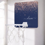 Rosan Glitter Monogram för marinblå Ro Guld Mini-Basketkorg<br><div class="desc">Ro och Blå och Guld -  Rosa Faux Foil Metallic Gnistra Glitter Monogram Namn Mini Basketball Ring. Det gör perfekten söt 16-årsjubileum,  bröllop,  möhippa,  årsdag,  babydusch eller bachelorette-fest för någon som glam lyxen och chic stilar i kärlek.</div>