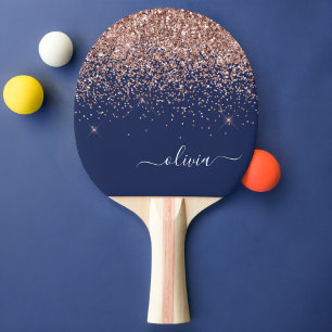Rosan Glitter Monogram för marinblå Ro Guld Pingisracket