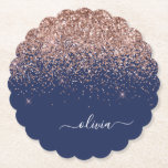 Rosan Glitter Monogram för marinblå Ro Guld Underlägg Papper<br><div class="desc">Ro Guld och Blå - Pappra Glitter för den  Rosa Gnistra,  Monogram Namn. Det gör perfekt studenten,  födelsedag,  bröllop,  möhippa,  årsdag,  babydusch eller bachelorette-fest till någon som glam lyx och chic stilar.</div>