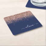 Rosan Glitter Monogram för marinblå Ro Guld Underlägg Papper Kvadrat<br><div class="desc">Ro Guld och Blå - Pappra Glitter för den  Rosa Gnistra,  Monogram Namn. Det gör perfekt studenten,  födelsedag,  bröllop,  möhippa,  årsdag,  babydusch eller bachelorette-fest till någon som glam lyx och chic stilar.</div>