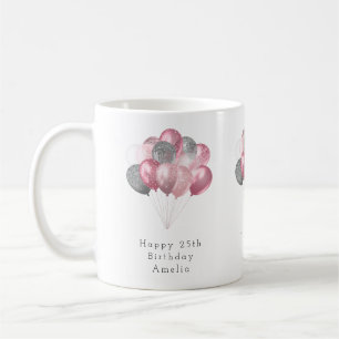 Rosan glitter och Grattis på födelsedagen vid Silv Kaffemugg