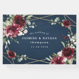 Rosan Guld Blommigt Bröllop Gästböcker